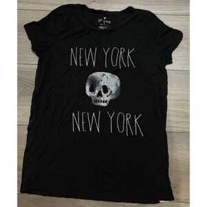American Eagle Soft And Sexy Black New York Skull T Shirt Womens Sz Small